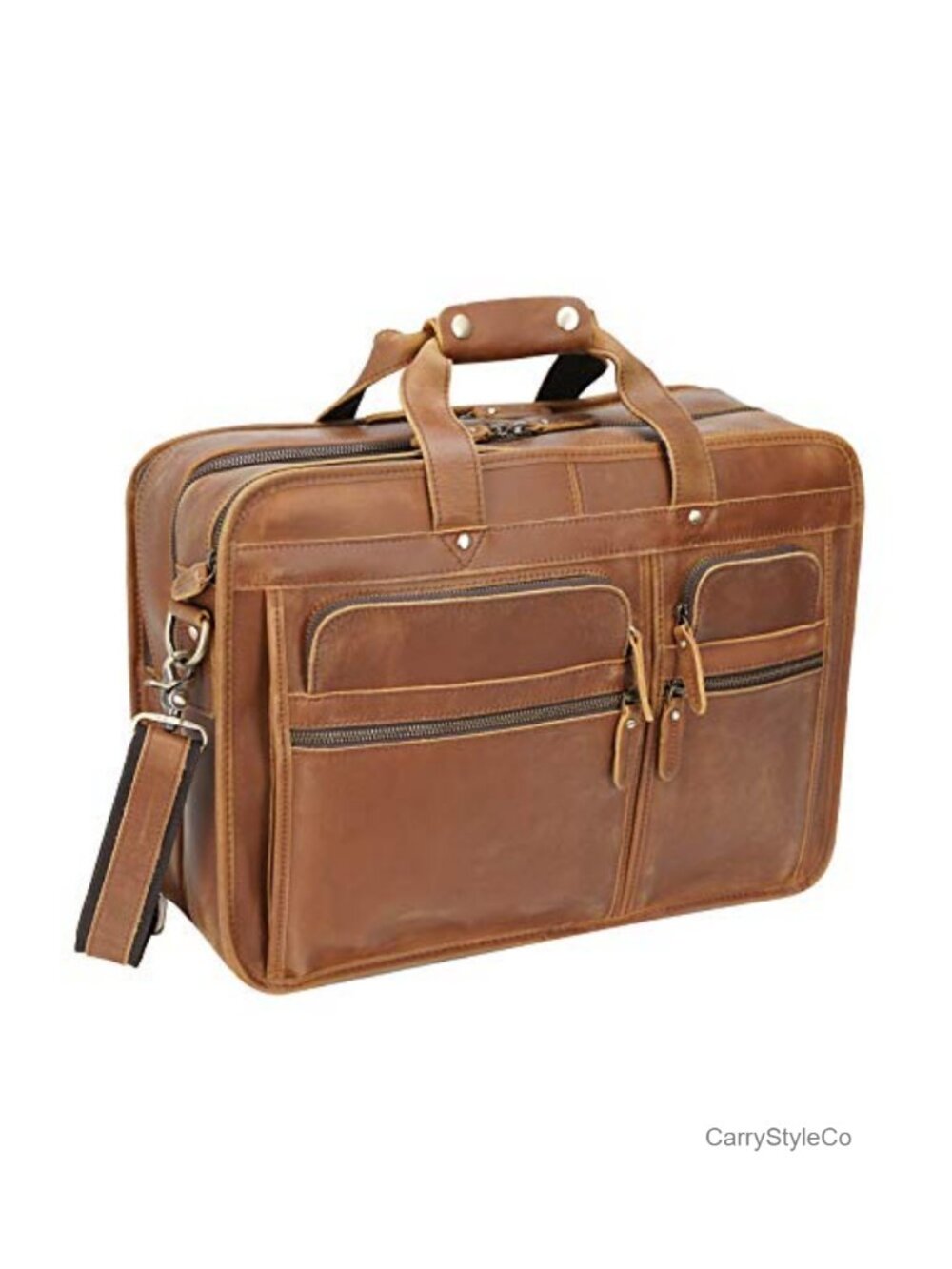 Leather 17 inch Briefcase Laptop Bag Messenger Tote Men's Business Travel YKK